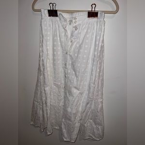 White embroidered linen long skirt